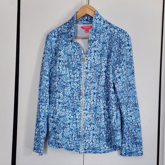 Lilly Pulitzer Jackets & Blazers - Lilly Pulitzer Blue Floral Bomber Jacket